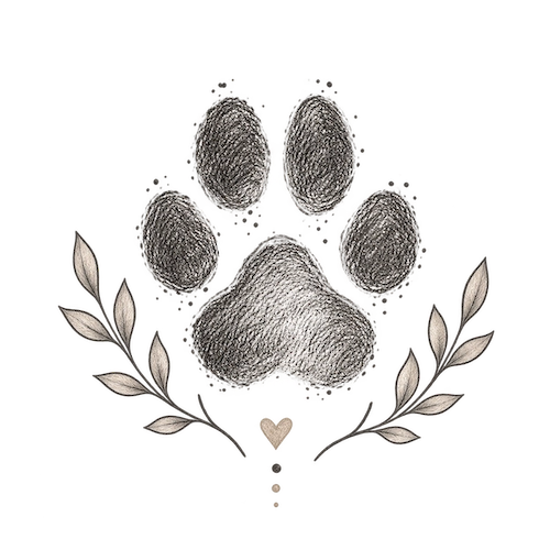 Empreinte de patte pour tatouage hommage à un chien décédé