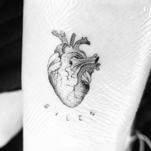 heart tattoo made with ashes