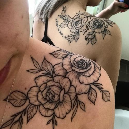 roses done in cremation tattoo ink
